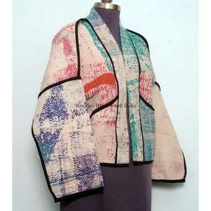 Chaqueta Kantha de Diseño 100% Algodón, Tejida a Mano, Multicolor, Estilo Étnico, Bordada, con Botones, Vintage, Ecológica, Venta al Por Mayor - Product Image 4
