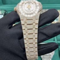 Montre-bracelet de luxe éblouissante en moissanite pour homme, boîtier argenté et doré, affichage analogique-numérique à quartz, profil 25 mm, étanche 10 bars