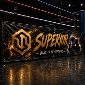 Custom Any <b>Size</b> Boxing <b>Ring</b> Side Banner Polyester Banner Waterproof Printed Fabric Boxing <b>Ring</b> Banner Black And Gold Banner - Product Image 2