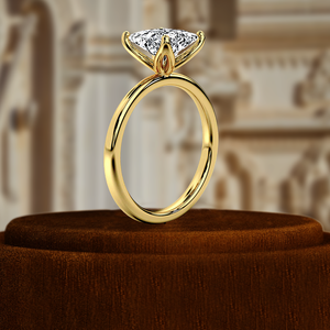 Bague de fiançailles solitaire en diamant de laboratoire de 1,5 carat, taille princesse, certifiée IGI, or jaune 14 carats, minimaliste, pour fête, mariage, anniversaire - Product Image 6