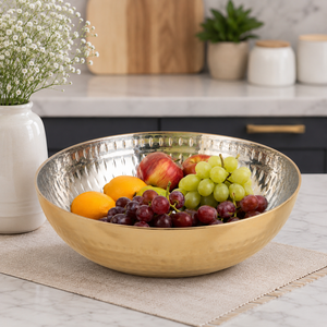Gold Finish Decorative <b>Metal</b> Fruit Serving <b>Bowl</b> Tray for Home Dining Table Kitchen Restaurant - Product Image 5