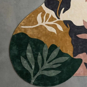 Alfombra Moderna Abstracta de Lana de Nueva Zelanda, Diseño de Hojas, con Base de Látex, Regalo de Año Nuevo - Product Image 5