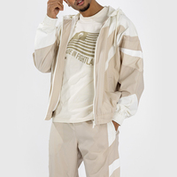 Conjunto de Chaqueta Cortavientos Transpirable de Verano Personalizada con Logotipo, Ropa Deportiva de Nylon con Bloques de Color de 220g para Hombre