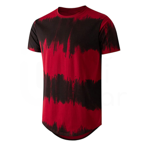 Camiseta Tie Dye para Hombre, Manga Corta, Cuello Redondo, Corte Regular Informal, Tejido de Punto, Diseño Estampado Rojo y Negro - Product Image 1