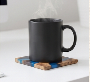 Modern Square Walnut Wood Epoxy Resin <b>Coasters</b> Minimalist Design Perfect For Tea Drinks Tabletop Accessory Home And Gifts - Product Image 2
