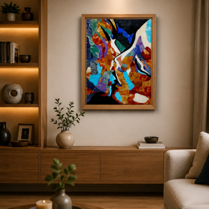 Panel de Arte Mural de Lujo con Incrustaciones de Mármol Abstracto, Hecho a Mano, Arte Contemporáneo con Incrustaciones de Piedra Pietra Dura - Product Image 1