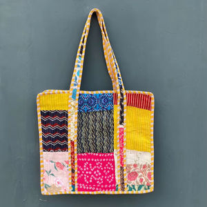 Bolso Tote Acolchado de Algodón con Estampado Artesanal, Cierre de Cremallera, Portátil, para Viajes de Verano, Bolso de Hombro para Compras Diarias - Precio al por Mayor - Product Image 1