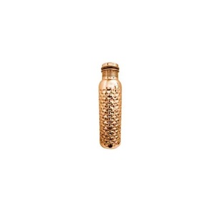 Bouteille d'eau en cuivre martelé pur avec bouchon en cuivre, bouteille en cuivre indienne faite à la main, prix de gros - Product Image 1