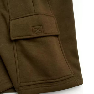 Pantalones Cortos Cargo de Color Sólido para Hombre, Cintura con Cordón, Pantalones Cortos Casuales Tipo Bermuda con Bolsillos, Tela de Algodón Transpirable - Product Image 3