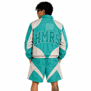 Trendy Custom High Quality Print Thermal Summer Solid Windbreaker Two Piece Nylon Reflective Tracksuit Shorts Set & Men Hoodies - Product Image 2