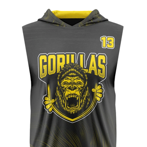 Camiseta de Fútbol 7v7 para Niños Gorilla Graphic, Sin Mangas, con Capucha, Estampado Sublimado, Nombre del Equipo Personalizado, Número del Jugador, Ropa para Adolescentes - Product Image 3