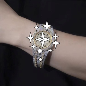 Montre de luxe unisexe en acier inoxydable, cadran en verre, analogique, quartz, boîtier carré de 41 mm, bouton poussoir, fermoir caché, date automatique - Product Image 2