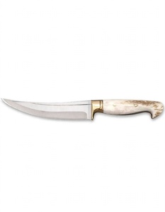 Herramienta de campo y uso general para exteriores, hecha a mano, de acero al carbono satinado de alta calidad, con punta de caza y bolster de latón con hueso natural. - Product Image 5