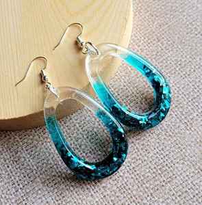 Handmade Epoxy <b>Resin</b> Oval Earrings Blue Gradient Transparent Statement Jewelry Fashion Accessories <b>Resin</b> <b>Crafts</b> - Product Image 4