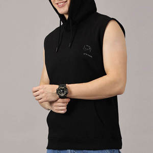 2026 New Style Customized Oversized Men's Winter Thermal Fleece Eco-Friendly Breathable <b>Sleeveless</b> <b>Hoodie</b> with Pocket - Product Image 5