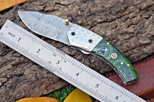 Cuchillo Plegable de Acero Damasco Nordic Forge con Mango de Resina, Funda para Transporte Vertical, Cuchillo de Bolsillo EDC para Caza y Camping, OEM/ODM - Product Image 2