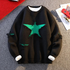 Pull en laine pour hommes et femmes, pull épais et chaud à la mode, pulls tricotés coréens, vêtements d'hiver - Product Image 6