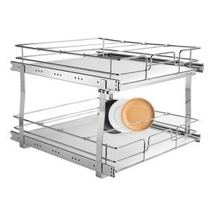 Tiroirs coulissants en acier robuste à 2 niveaux, 20 po de largeur x 21 po de profondeur x 15 po de hauteur, organisateur de placard, étagères de cuisine, hauteur 21 po - Product Image 2