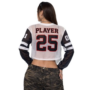 Jersey Corto de Fútbol Americano para Mujer, Malla Transpirable, Manga Larga, Estilo Urbano, Impresión de Número, Logotipo Personalizado, Marca Privada, OEM - Product Image 5