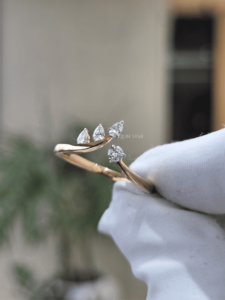Marquise Cut Round Diamond Open Wave Gold Ring with IGI Certified Luxury Floral Inspired <b>Cluster</b> Design for Women - Product Image 2