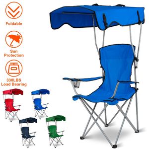 Pieghevole 330LBS capacità di carico spiaggia baldacchino sedia protezione solare campeggio sedia da giardino con portabicchieri per viaggi a bordo piscina & picnic - Product Image 2