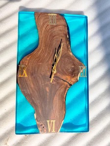 Epoxy Wooden Wall <b>Clock</b> Live Edge Wood <b>Clock</b> Handmade Statement Timepiece Rustic Modern Home Decor Housewarming Gift - Product Image 2