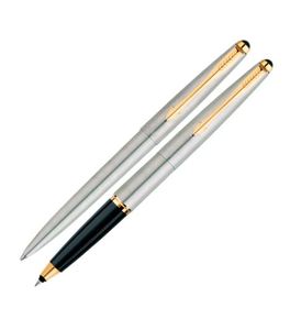 Parker Galaxy <b>Gold</b> Trim Ball <b>Pen</b> with Free Card Holder (Stainless Steel) - Product Image 1