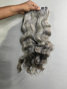 Trames de cheveux gris blancs de qualité supérieure 100% cheveux humains doux soyeux et sans enchevêtrement Idéal pour les styles audacieux Faits saillants et apparence de couverture complète - Product Image 4