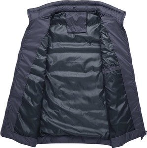 Gilet matelassé jaune moutarde pour homme, col montant, fermeture éclair, coupe-vent, vêtement d'extérieur décontracté, design uni pour l'automne - Product Image 5