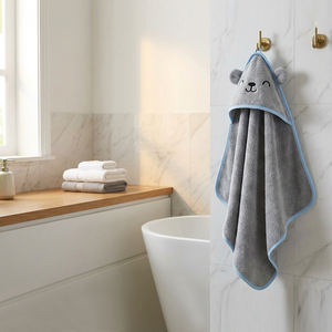 Toalla con capucha para bebé de algodón orgánico, gruesa y afelpada, suave para la piel, toalla de baño para bebé con orejas de animal, logotipo personalizado, embalaje, tacto suave - Product Image 3