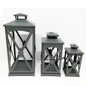 Lanterne en bois naturel pour bougie, finition marron, pour la décoration de la maison et du Ramadan, lanternes suspendues faites à la main - Product Image 2
