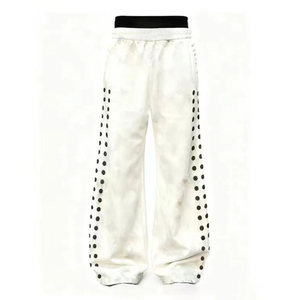 Glory Custom Screen Print Distressed Oversized Double Waist Women <b>Trousers</b> Trendy Look Wide Leg <b>Trousers</b> OEM Wholesale - Product Image 2