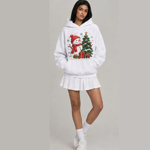 Custom <b>Christmas</b> Hoodie 100% Polyester Casual Style Sublimation Printed Personalized Holiday Pullover Snowman Graphic <b>For</b> <b>Women</b> - Product Image 5