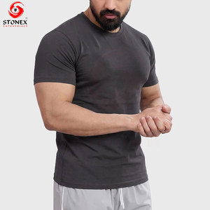 Custom Logo & Design Print High Performance <b>Men</b> Gym T Shirt 100% Cotton Knitted Lightweight <b>Stretch</b> Training Sportswear - Product Image 2