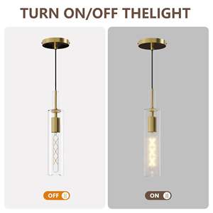 Lámparas Colgantes Modernas de 3 Piezas, Doradas, con Pantalla de Vidrio Transparente a Rayas, para Isla de Cocina, Estilo Rústico, para Comedor - Product Image 6