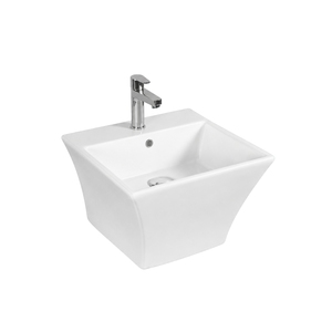Lavabo Cuadrado Proton, Grifo Monomando de Pared con Diseño Minimalista y Acabado Cromado - Product Image 1