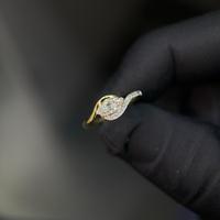 Anillo de Oro de 14K con Diamantes Cultivados en Laboratorio, Corte Marquesa y Redondo, para Mujer, Joyería Fina