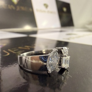 Bijoux en diamant de luxe sur mesure certifiés IGI, sertissage invisible, or blanc 18 carats, diamant de laboratoire taille marquise, bagues pour femmes - Product Image 3