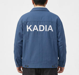 Chaqueta vaquera informal de talla grande para hombre, con cierre de cremallera, cuello alto, impermeable, 100% algodón, para otoño, servicio OEM. - Product Image 3