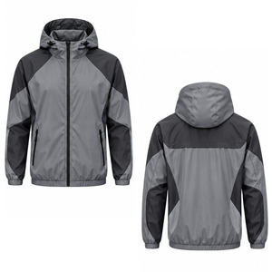Windbreaker <b>Jacket</b> for Men <b>Lightweight</b> Outdoor <b>Running</b> Water Resistant Full Zip Hooded Sportswear Bulk Order Sportswear Supplier - Product Image 5