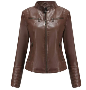 Veste en cuir sur mesure pour femme, style motard vintage, en cuir PU premium respirant, vêtement d'extérieur tendance pour l'hiver, moto - Product Image 3