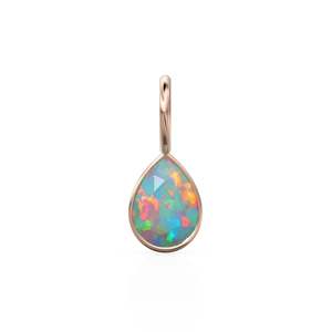 Ethiopian Opal 7mm 14k Yellow <b>Solid</b> <b>Gold</b> Charm <b>Pendant</b> Bezel Jewelry Finding / October Birthstone / Welo Fire Opal Gemstone / - Product Image 3