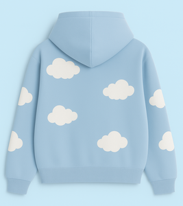 Sudadera con Capucha Azul Claro Estampada Unisex Oversize de Forro Polar Casual con Bolsillos para Primavera - Product Image 2