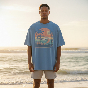 T-shirt vintage surdimensionné pour homme, imprimé graphique personnalisé, délavé à l'acide, streetwear, tricoté épais, épaules tombantes, coupe ample - Product Image 4