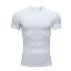 T-shirt de sport pour homme en soie de lait unie, à manches courtes, haute élasticité, imperméable, séchage rapide, anti-humidité, avec logo personnalisé OEM - Product Image 2