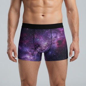 Boxers pour hommes à imprimé géométrique, taille mi-haute élastique, en polyester tricoté respirant, avec impression par sublimation, style décontracté - Product Image 6