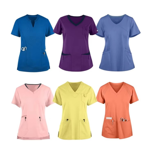 Conjuntos de Uniformes Médicos para Mujer con Logotipo Personalizado, de Alta Calidad, 90% Poliéster-10% Spandex, Tejido con Detección de Agujas, para Hospital - Product Image 2