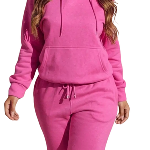 Womens Pullover Hoodie Tracksuit <b>Two</b> <b>Piece</b> Casual Fleece <b>Lounge</b> <b>Set</b> Relaxed Fit Elastic Waist Cuffed Activewear Workout Outfit - Product Image 5