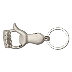 Décapsuleur porte-clés en acier inoxydable, design plat, portable, 2 en 1, style simple, ouvre-bouteille en métal - Product Image 2