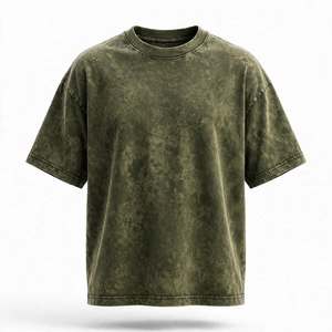 Men's Oversized Acid Wash Vintage O-Neck Short Sleeve T-Shirt Drop Shoulder Heavyweight Tee From BD - Product Image 3